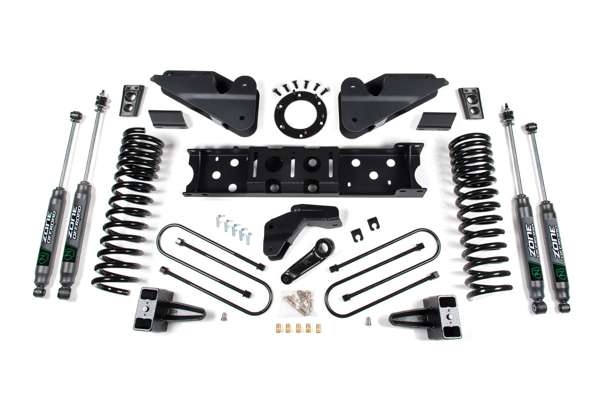19-24 RAM 3500 6.5 Inch Radius Arm Bracket 5 Inch Rear Block With Overload Diesel 6-Bolt T-Case Nitro Shocks Zone Offroad