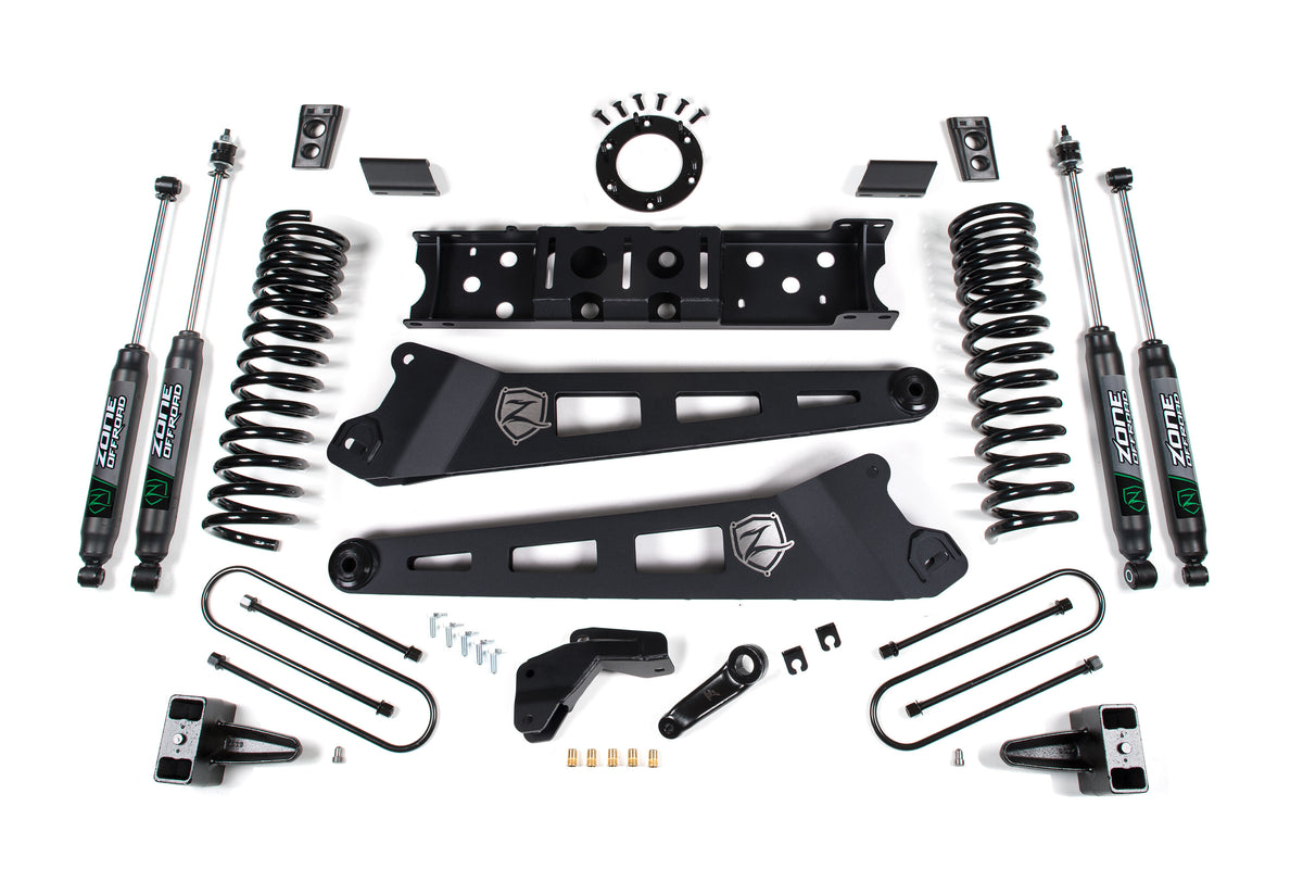 19-24 RAM 3500 6.5 Inch Radius Arm 5 Inch Rear Block Without Overload Diesel 8-Bolt T-Case Fox Adventure Shocks Zone Offroad