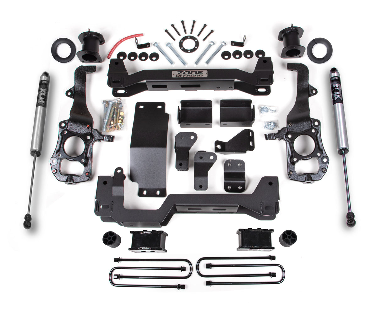 21-23 Ford F-150 Tremor 4WD 5 Inch Lift Kit 3 Inch Rear Block Spacer Front Fox 2.0 Adv Series Rear Zone Offroad
