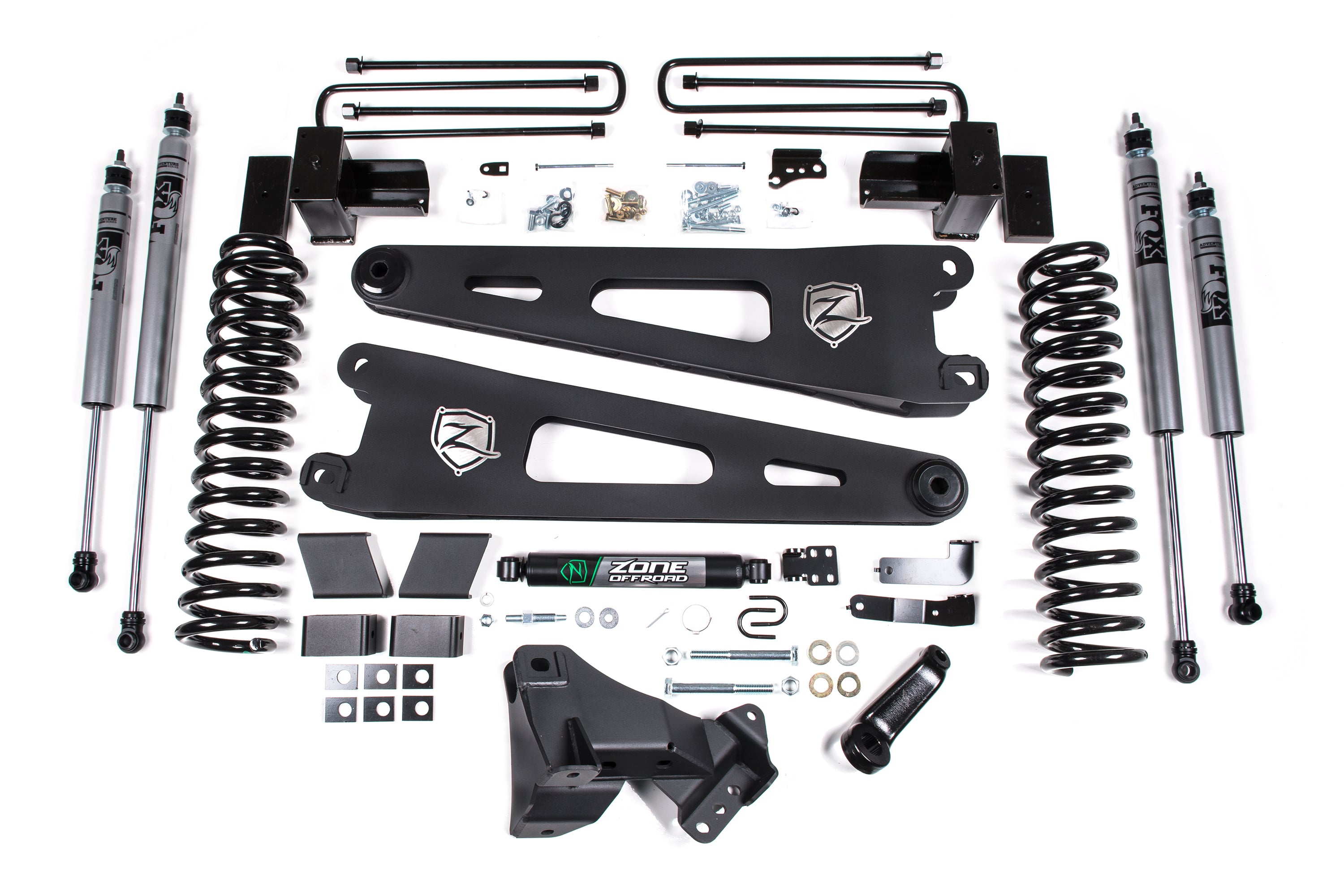 17-19 Ford F-250/350 Super Duty 4 Inch Radius Arm Lift Kit 2 Inch Rear Block Diesel 2 Leaf Main Zone Offroad - view 4