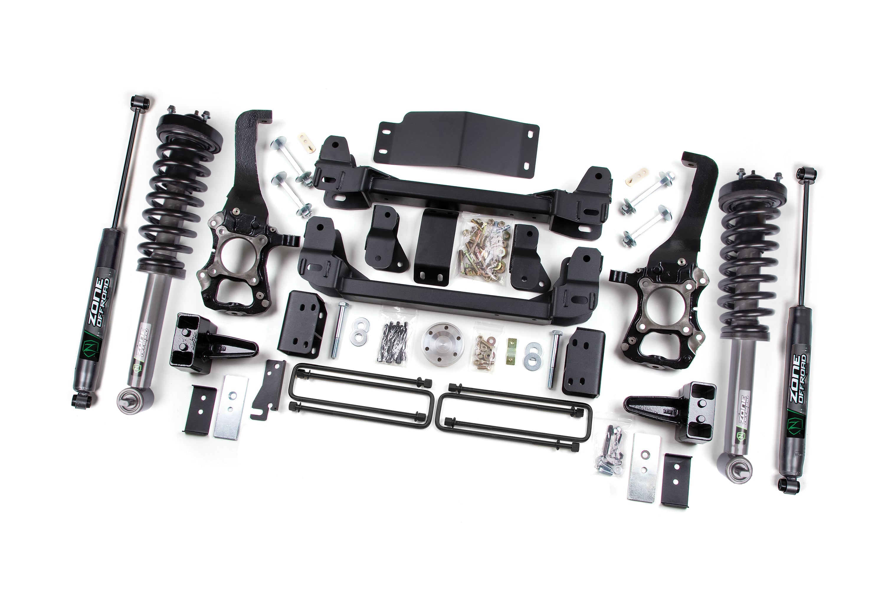 2014 Ford F-150 4WD 4 Inch Suspension Lift Kit, 4 Inch Rear Lift, Block - Nitro Loaded Struts, Nitro Shocks Zone Offroad
