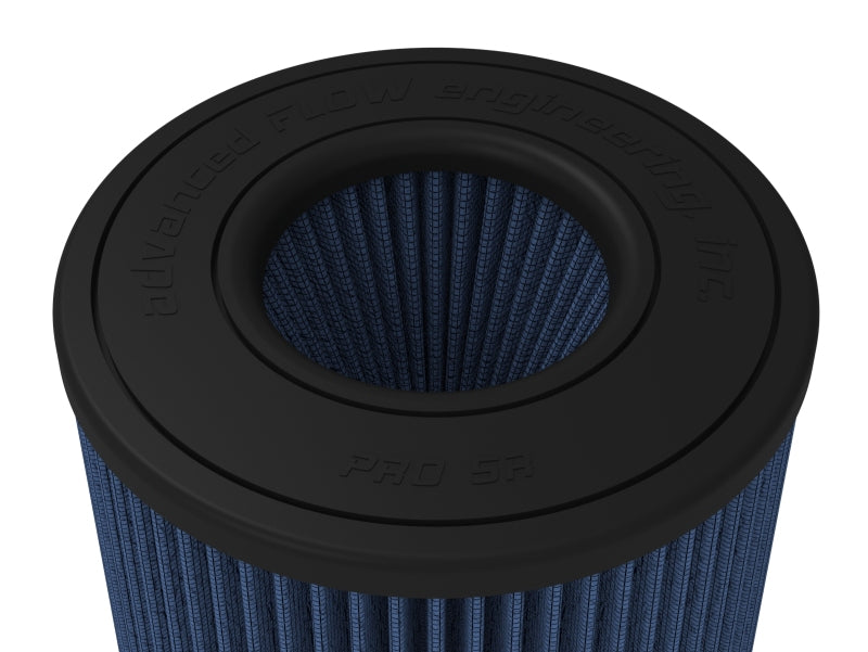 Inverted air filter with a black top and blue pleated material, designed for enhanced airflow and filtration.