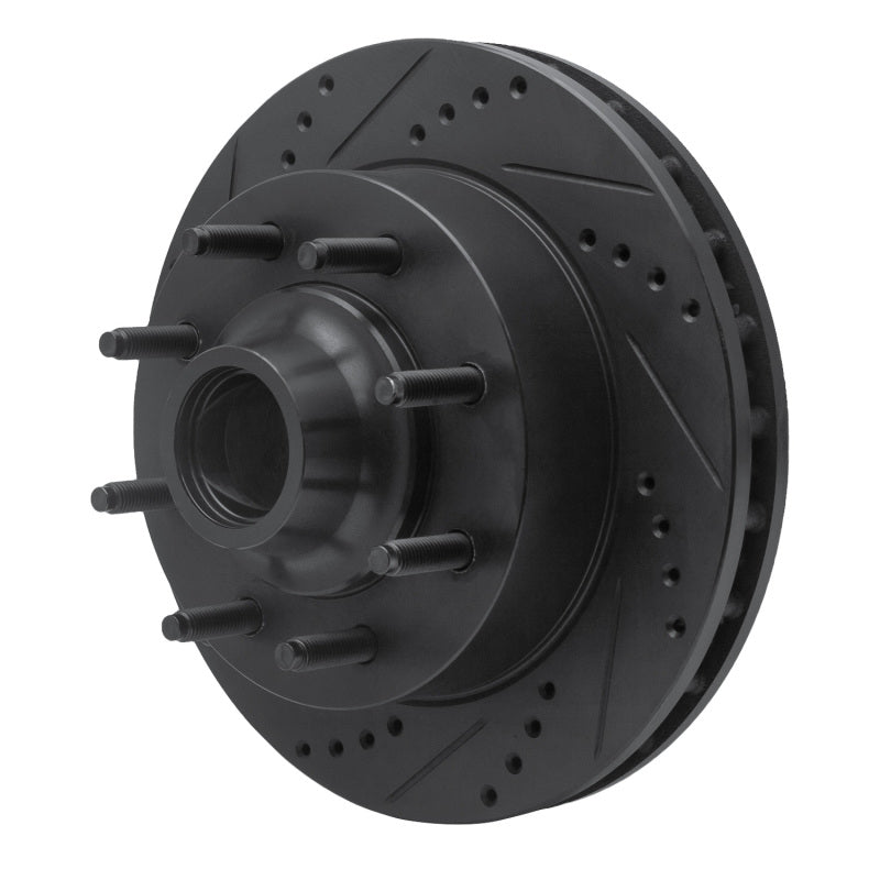 R1 99-02 Ford F-250 2WD (Super Duty) Front Left Drilled & Slotted Black Brake Rotor