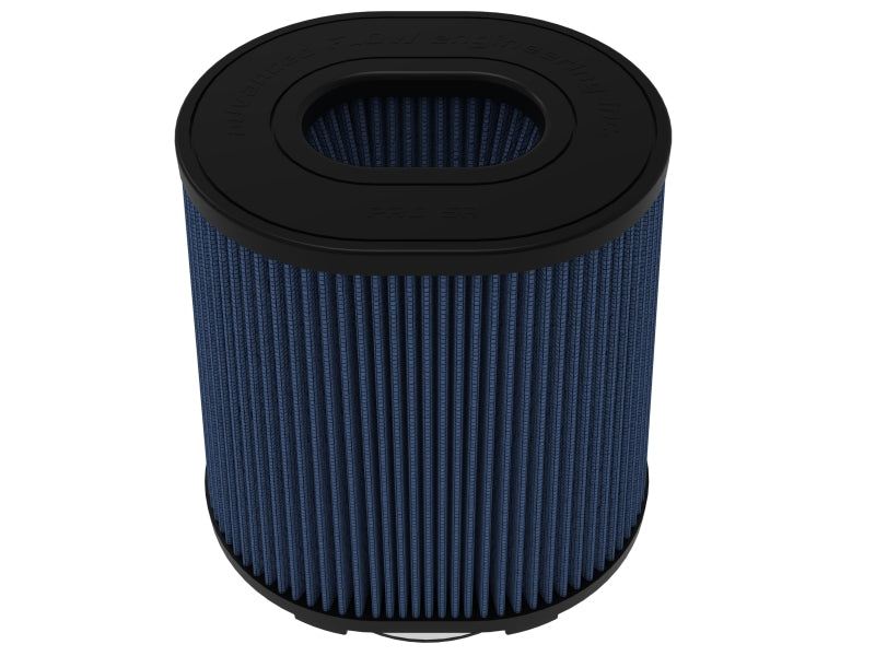afe Magnum FORCE replacement air filter with a cylindrical design, featuring a blue pleated filter media and a black top.