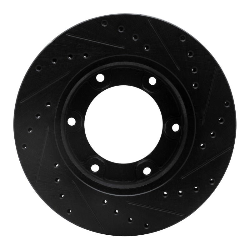 R1 90-92 Toyota Land Cruiser Front Left Drilled & Slotted Black Brake Rotor