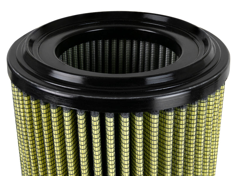 Afe Magnum FORCE Intake Replacement Air Filter featuring a cylindrical design with a 6-inch outer diameter and 3.5-inch inner diameter.