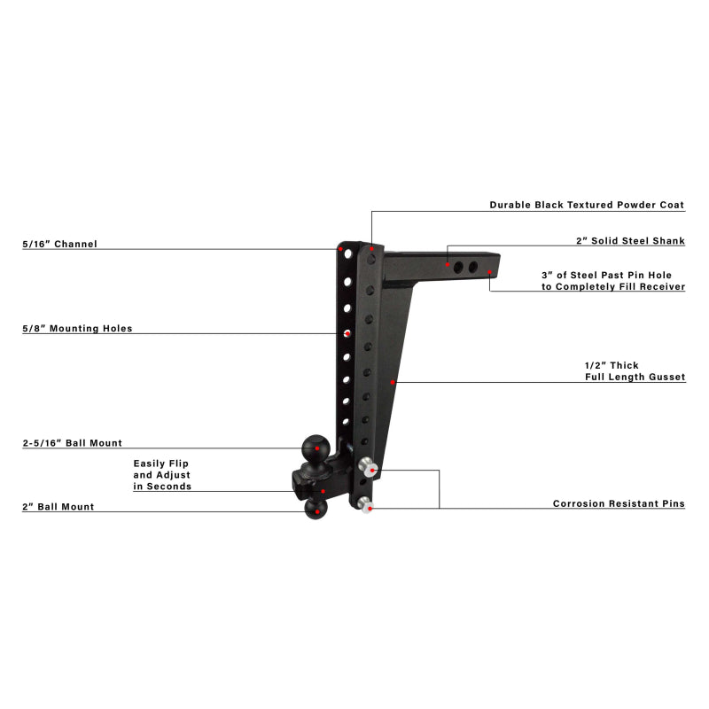 BulletProof Hitches 2.0" Heavy Duty 16" Drop/Rise Hitch Model HD2016