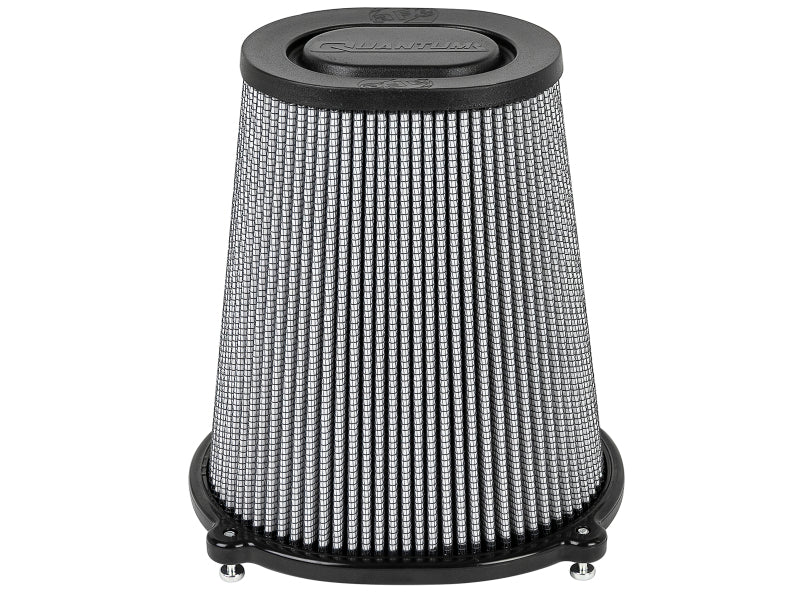 afe QUANTUM Intake Replacement Air Filter featuring a conical design with a textured surface for improved airflow and filtration.