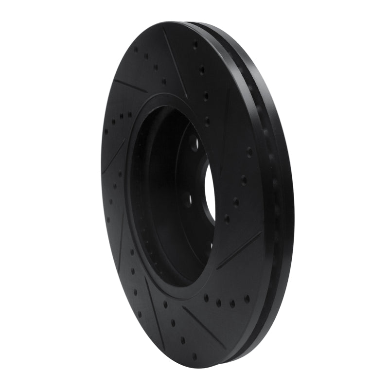 R1 15-20 Chevrolet Colorado Front Left Drilled & Slotted Black Brake Rotor