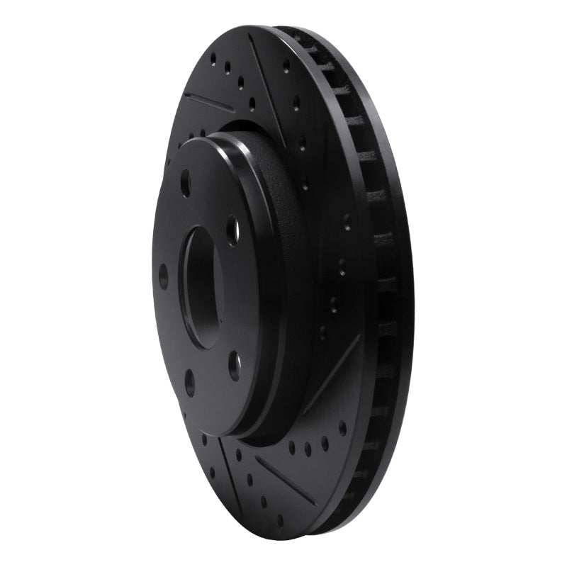 R1 07-18 Jeep Wrangler Front Right Drilled & Slotted Black Brake Rotor