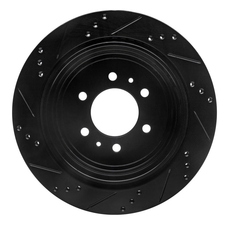 R1 04-11 Ford F-150 4WD Rear Right Drilled & Slotted Black Brake Rotor