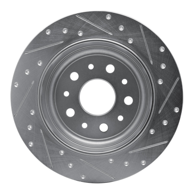 R1 18-25 Jeep Wrangler Rear Left Drilled & Slotted Silver Brake Rotor