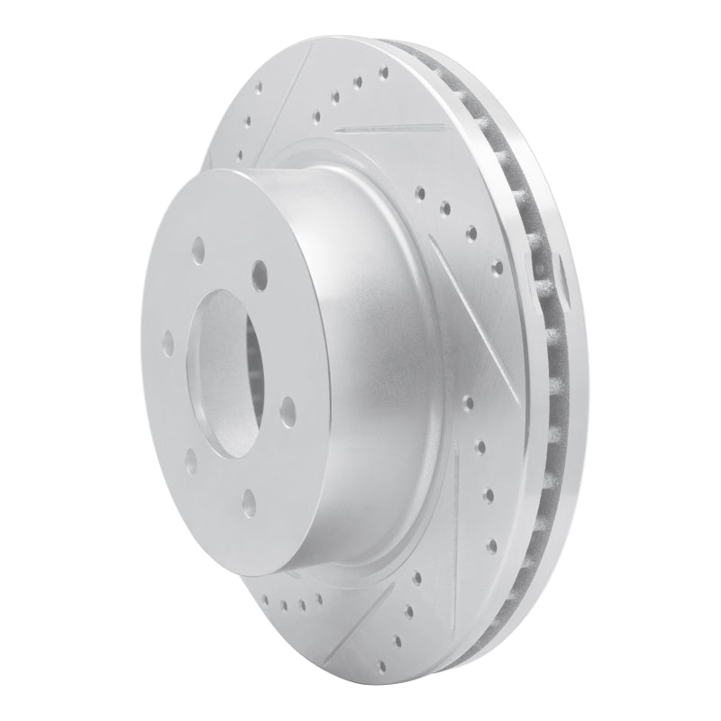 R1 16-24 Nissan Titan XD Front Left Drilled & Slotted Silver Brake Rotor