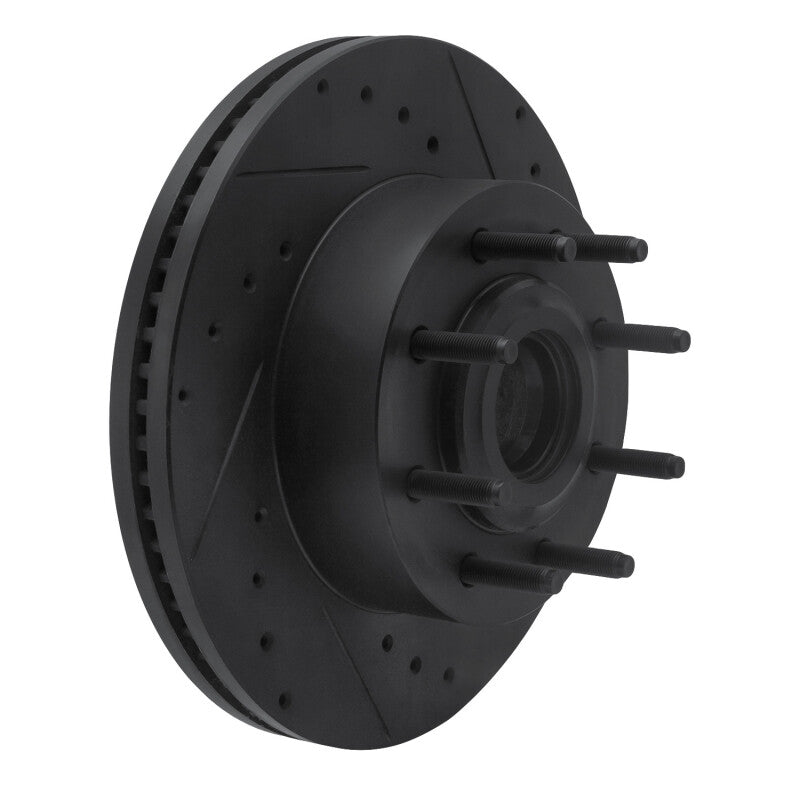 R1 11-25 Ford F-350 Super Duty 2WD Front Right Drilled & Slotted Black Brake Rotor