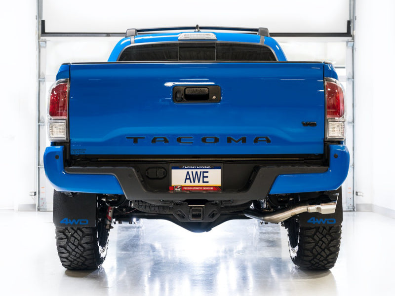 AWE Tuning 16-22 Toyota Tacoma 0FG Cat-Back Exhaust w/ BashGuard - Dual Chrome Silver Tips