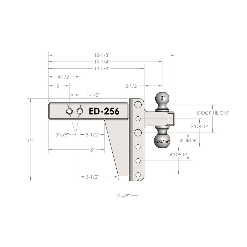 BulletProof Hitches 2.5" Extreme Duty 6" Drop/Rise Hitch Model ED256