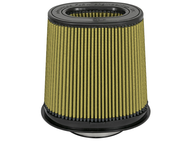 afe Momentum Intake Replacement Air Filter with inverted design, featuring a cylindrical shape and high-flow filtration for optimal performance.