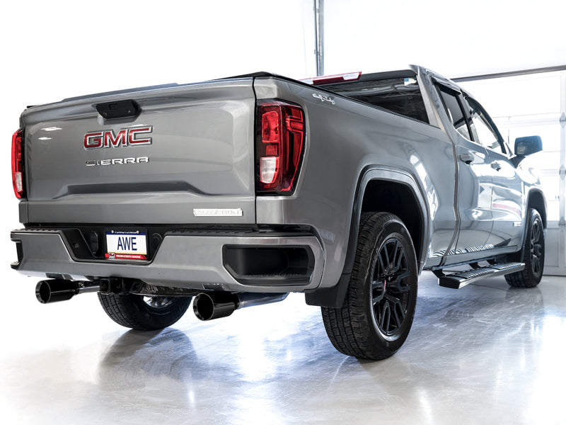 AWE Tuning 4th Gen GM 1500 5.3L 0FG Cat-Back Split Rear Exit (Flat Bumper) - Dual Diamond Tips