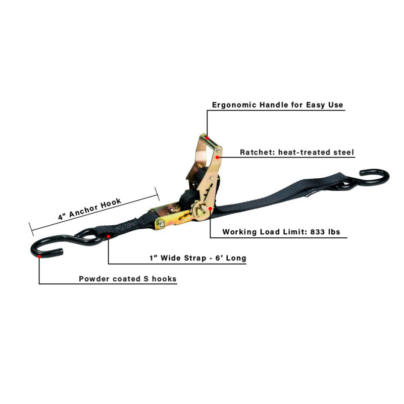 BulletProof Hitches Medium Duty 1" Ratchet Strap Model BPMDRS