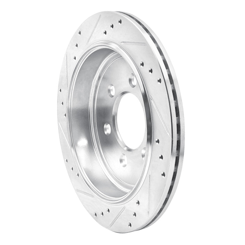 R1 07-17 Ford Expedition Rear Right Drilled & Slotted Silver Brake Rotor