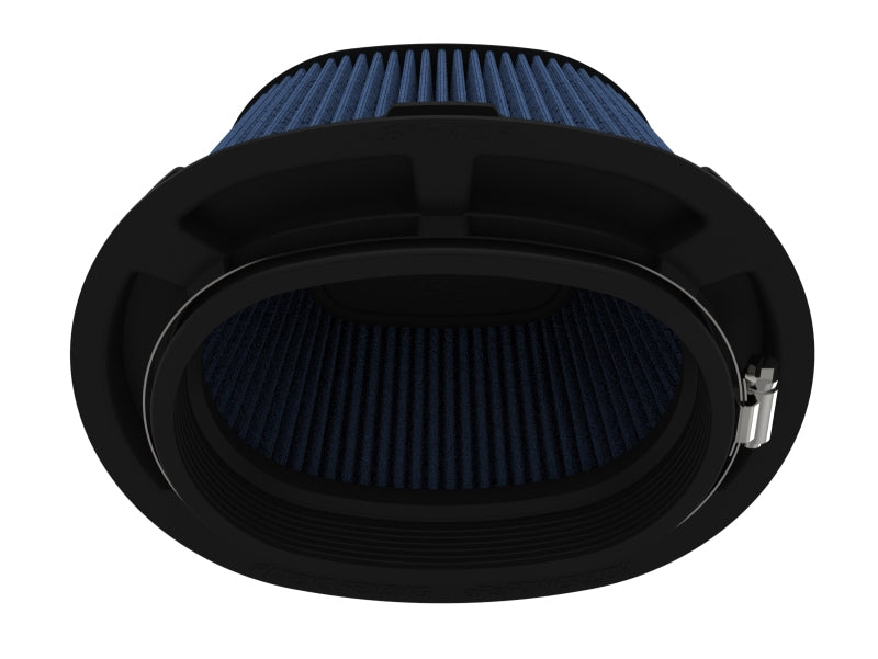 afe Momentum Intake replacement air filter featuring a cylindrical design with a blue filter element and black housing.
