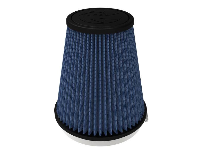 Universal afe Magnum FLOW air filter with a conical design, measuring 6 inches at the top and 8 inches in height.