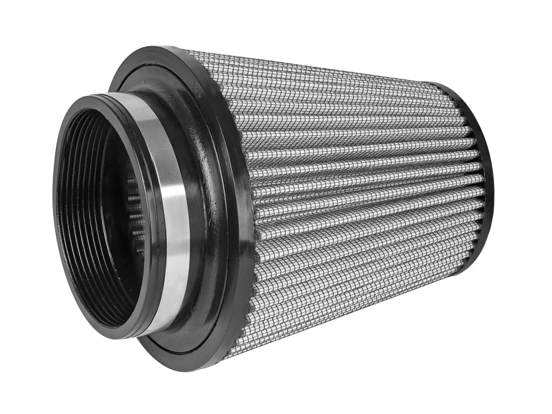 AFE Magnum FORCE intake replacement air filter featuring a cylindrical design with a mesh exterior and threaded end for secure installation.