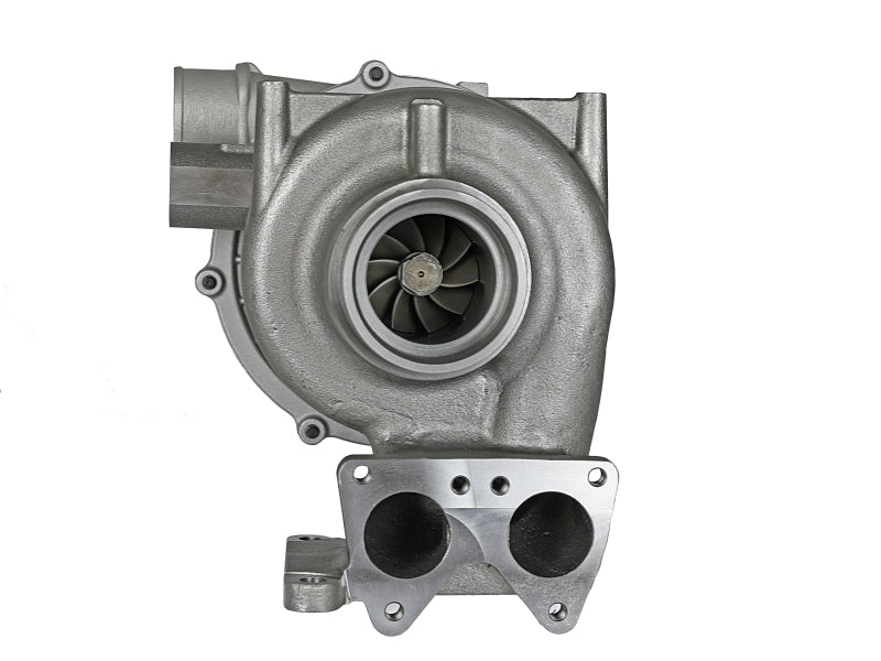 Afe BladeRunner turbocharger for GM diesel trucks 2004.5-2010 V8-6.6L LLY/LBZ/LMM, showcasing a metallic finish and turbine design.