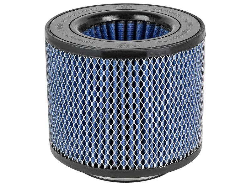afe Magnum FORCE replacement air filter featuring a cylindrical design with expanded metal and a blue filter element.