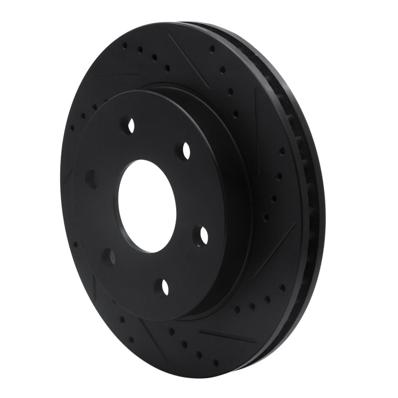 R1 04-05 Infiniti QX56 Front Right Drilled & Slotted Black Brake Rotor