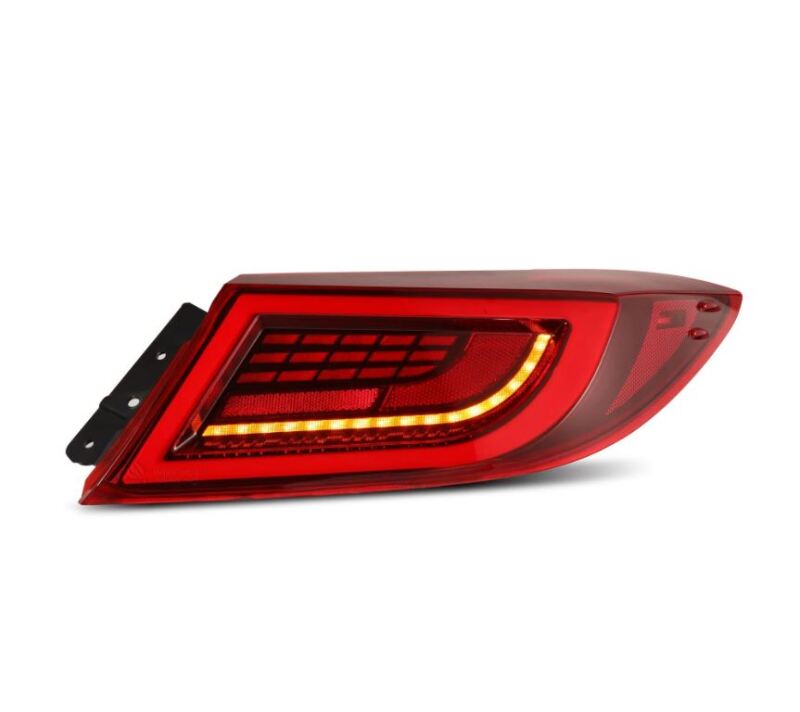 AlphaRex 22-24 Toyota GR86 LUXX LED taillight in vivid red, featuring a modern design and bright LED illumination.