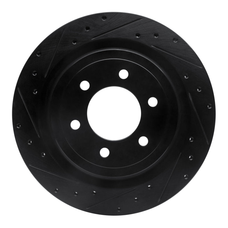 R1 21-25 Ford F-150 4WD Rear Left Drilled & Slotted Black Brake Rotor