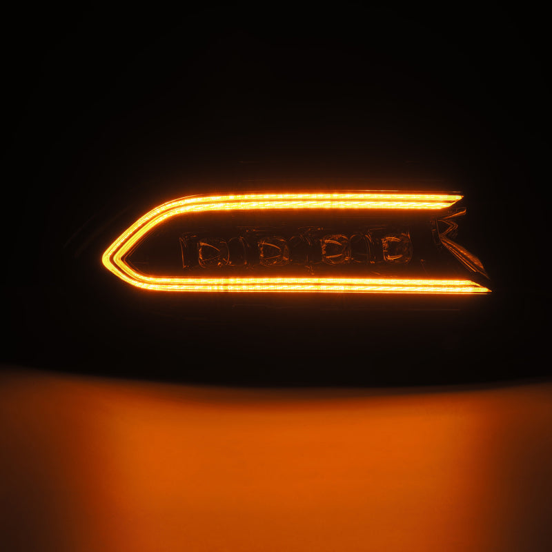 AlphaRex NOVA LED projector headlights for 15-23 Dodge Charger, featuring active lighting and sequential signals.