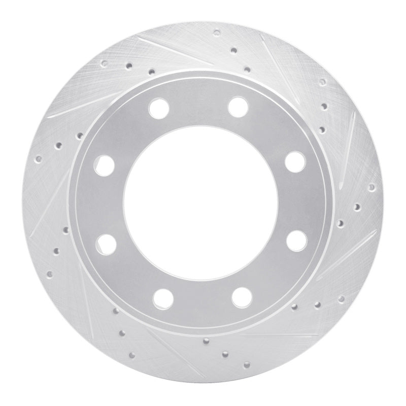 R1 99-05 Ford F-250 2WD (Super Duty) Rear Right Drilled & Slotted Silver Brake Rotor