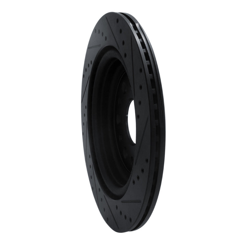 R1 19-25 Ram 1500 Rear Left Drilled & Slotted Black Brake Rotor