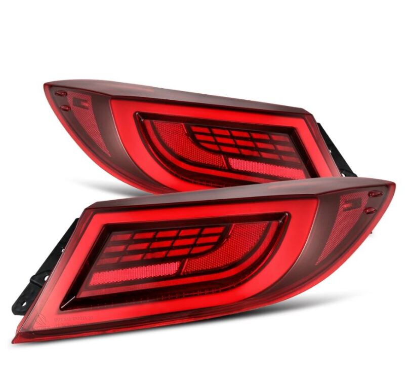 AlphaRex 22-24 Toyota GR86 LUXX LED taillights in vivid red, designed for enhanced visibility and modern styling.