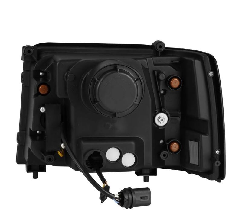 AlphaRex LUXX-Series projector headlights for 92-96 Ford F Series, showcasing the rear view with wiring connections.