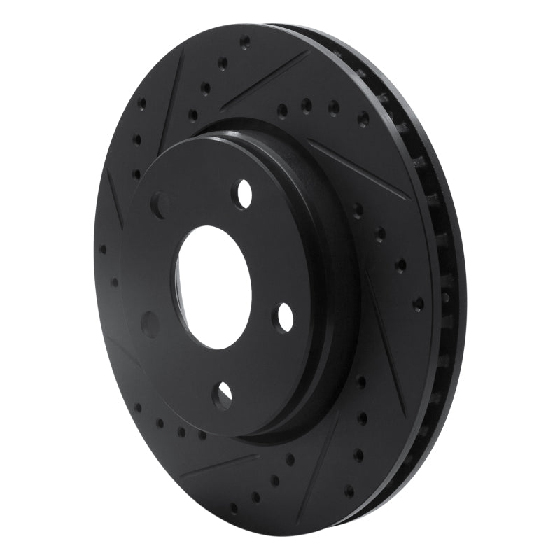 R1 07-18 Jeep Wrangler Front Left Drilled & Slotted Black Brake Rotor