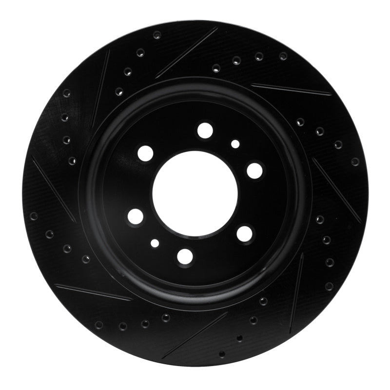 R1 07-21 Ford Expedition Front Right Drilled & Slotted Black Brake Rotor