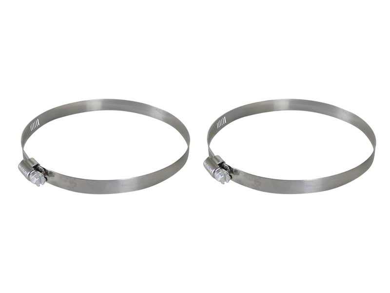 Replacement clamp kit for AFE Magnum FORCE, includes two stainless steel clamps for 6-1/8 to 9-1/4 inch ID range.