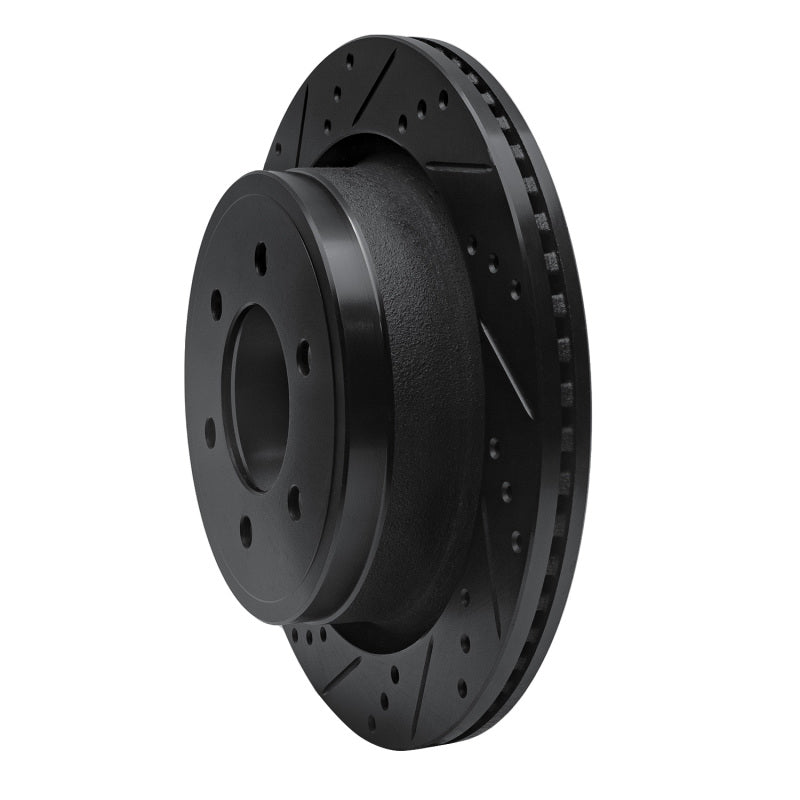 R1 12-20 Ford F-150 4WD Rear Left Drilled & Slotted Black Brake Rotor