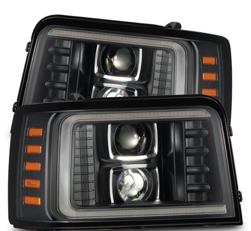 AlphaRex PRO-Series projector headlights for 92-96 Ford F-Series/Bronco with sequential signals and daytime running lights.