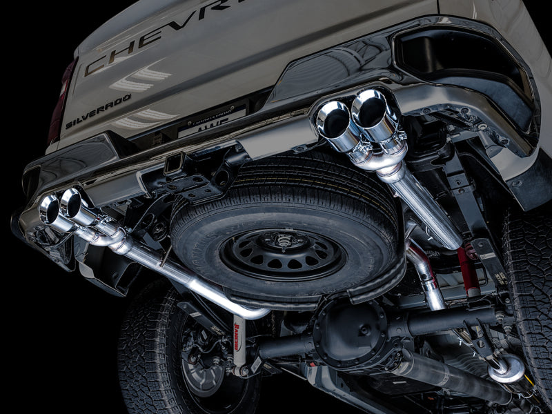 AWE Tuning 4th Gen GM 1500 5.3L 0FG Cat-Back Split Rear Exit (w/ Bumper Cutouts) - Quad Chrome Tips