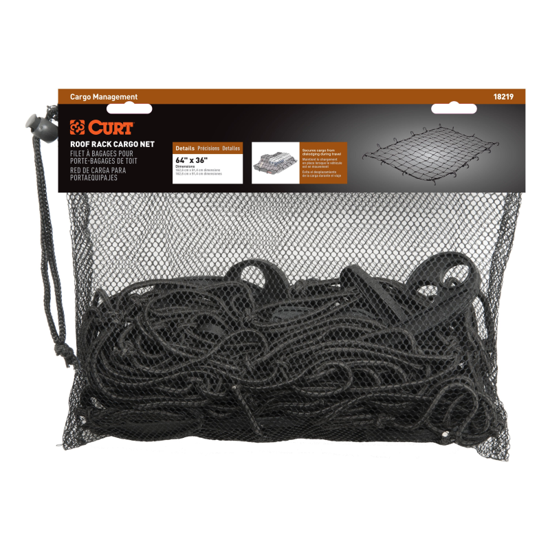 CURT 64" x 36" Elastic Cargo Net for Roof Basket Model 18219