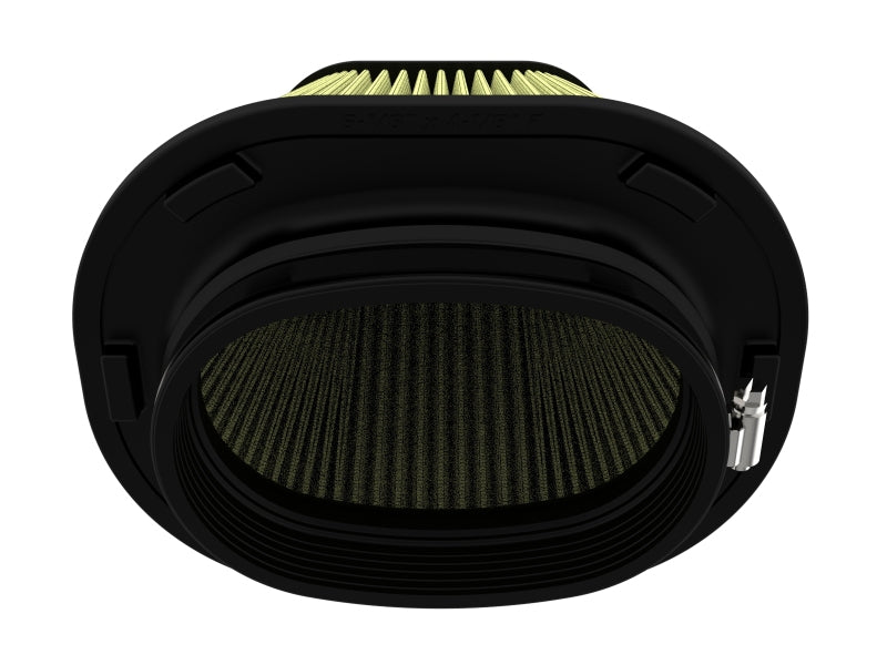 afe Track Series replacement air filter with dimensions 6-1/8x4-1/8 inches at the front, 9-1/4x7-1/4 inches at the back, and 7-1/8 inches high.