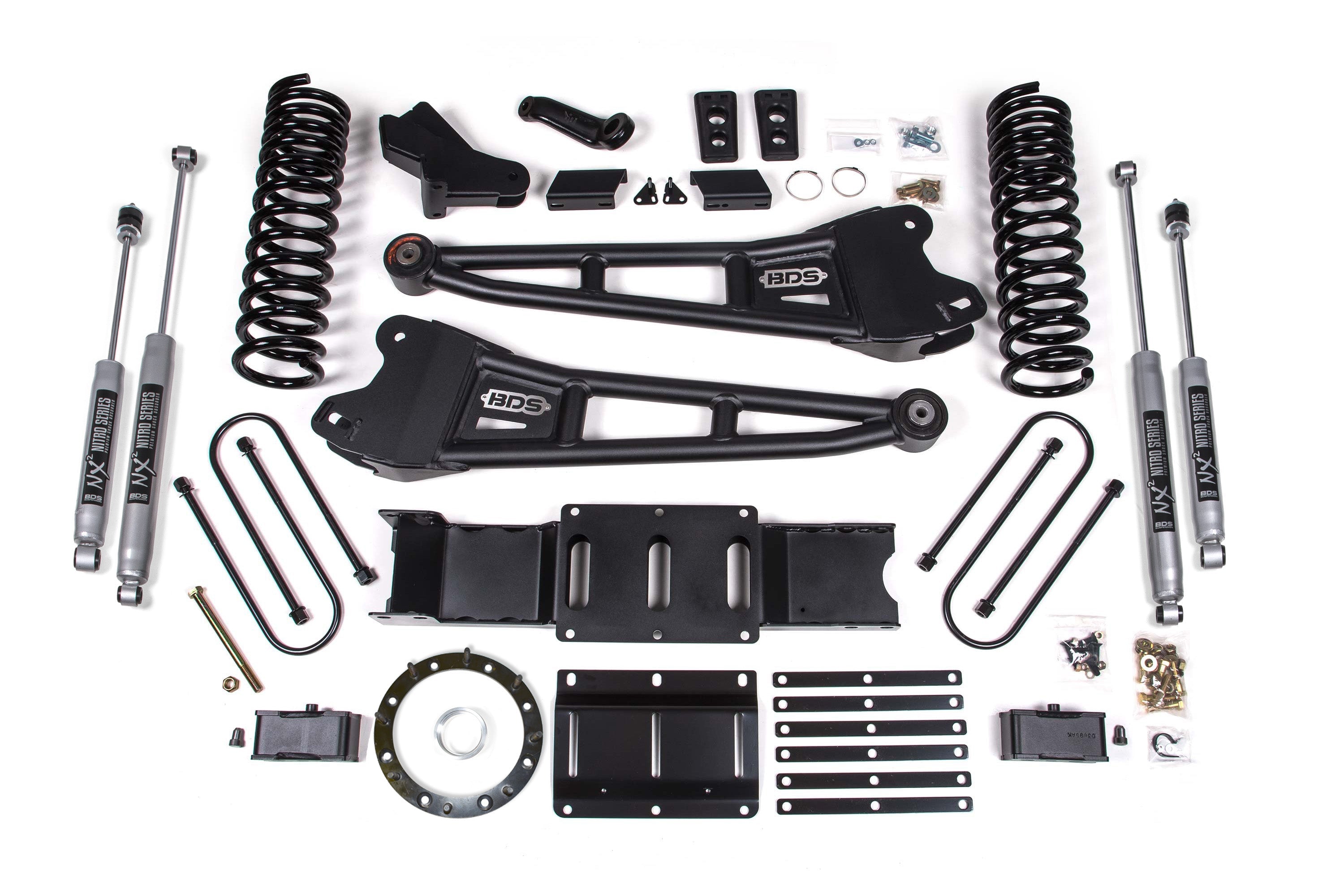 4-inch lift kit with radius arms and 2-inch rear block for 2019-2024 Ram 3500 4WD diesel, including all necessary components.