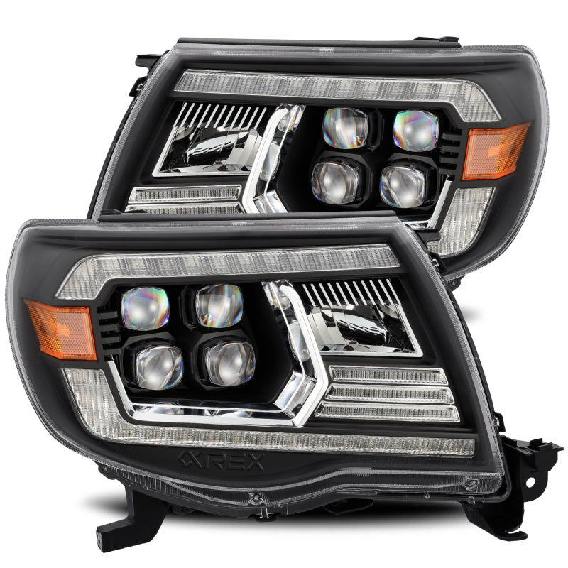 AlphaRex 05-11 Toyota Tacoma NOVA LED Projector Headlights Plank Style Black w/Activ Light/DRL