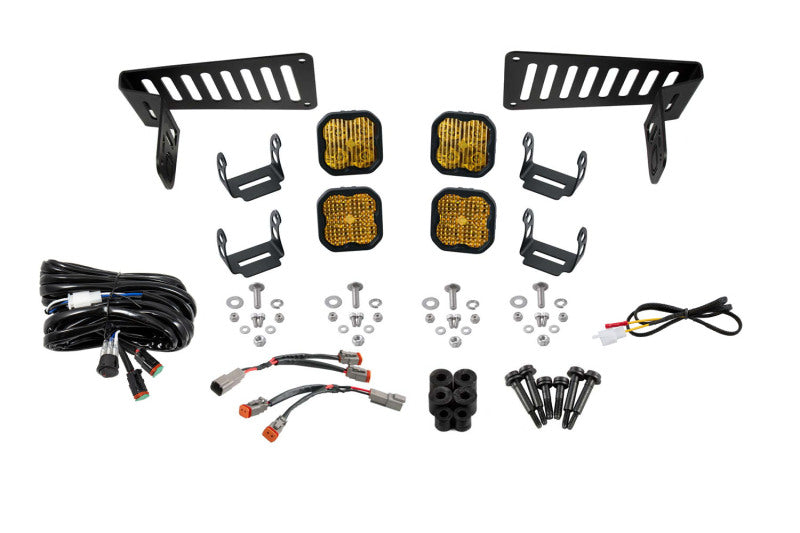 Diode Dynamics 18-21 Jeep JL Wrangler/Gladiator SS3 Cowl LED Bracket Kit - Yellow Pro