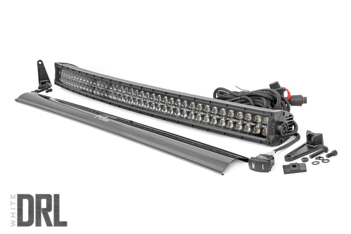 ROUGH COUNTRY 40-INCH CURVED CREE LED LIGHT BAR - (DUAL ROW | BLACK SERIES W/ COOL WHITE DRL)