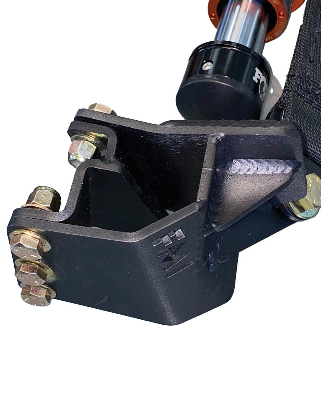 Adjustable front limit strap kit and bump stop for 2021+ Bronco, designed for stock arms with durable construction.